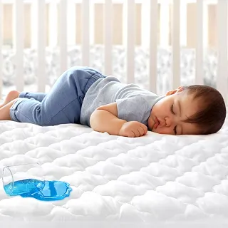 Biloban Protetor de colchão de berço, impermeável e silencioso, adequado para a pele, respirável e lavável na máquina, protetor de colchão 100% absorvente para berço (espessura melhorada acolchoada)