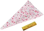 Sacos de celofane transparentes, 50 pacotes de sacolas de guloseimas de celofane de Halloween em forma de cone, sacos de petiscos transparentes com gravatas, sacos de doces transparentes para