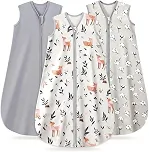 Saco de dormir para bebês 0,5 TOG - Cobertor 100% algodão orgânico, pacote com 3 sacos de dormir para bebês de 0 a 24 meses BY01