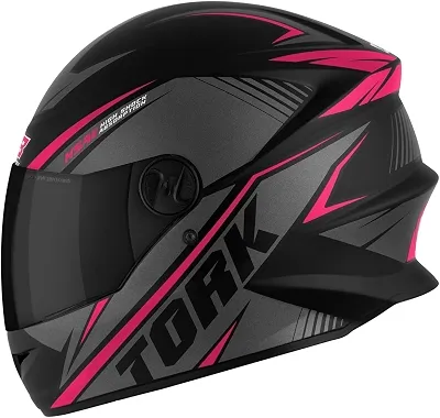 Pro Tork Capacete Moto R8 Fechado, Viseira Fumê, Preto/Rosa, Tam. 58