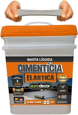 Cimento Elástico Emborrachado 4KG Impermeabilizante de Lajes Telhados e Terraços Euro Decor