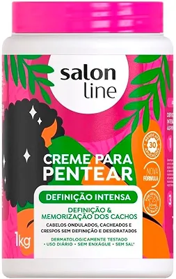 Salon Line, Creme de Pentear, Definição Intensa, Ação Hidratante, Brilho Intenso - Cabelos Ondulados, Cacheados e Crespos, 1 Kg