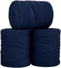 SYMEON Fio de Malha 1kg Ecologico Residual 140m Artesanato Crochê (Tons de azul marinho)