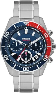 Solartech Relógio Cronógrafo Masculino com Vidro Safira, Pulseira de Aço Inoxidável, Mostrador Azul e Vermelho, MBSSC288 DVSX