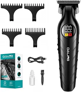 Máquina de Cortar Cabelo e Aparador de Barba Sem Fio USB-C com Visor Digital Preto DL-1777