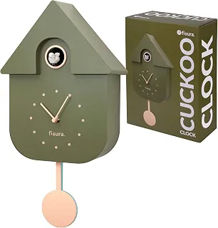 Fisura Relógio cuco, verde-oliva e bege, padrão
