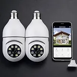 Kit 2 Câmeras Segurança IP Lâmpada WiFi Full HD 1080p com Visão Noturna Infravermelho 1080P Bivolt, Detecção de Movimento, Áudio Bidirecional, Prova D'água Giratória (2)