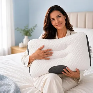 Travesseiro Cervical Ortopédico de cama Ergonômico Espuma Anatômico 74x48cm