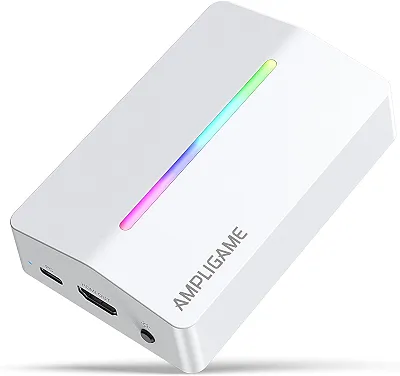 Fifine AmpliGame Gaming Capture Card USB 4K HDMI, 1080P Audio Video Capture Card para OBS Streaming com RGB, HDMI in/out Compatível para Switch/XBOX/PS5/Computer-V3 Branco