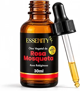 Óleo Vegetal de Rosa Mosqueta Rubiginosa 100% Puro Prensado a Frio - Hidratação e Cuidados com Pele, Cabelos e Unhas - Frasco Vidro com Conta-Gotas, Vegano e Cruelty-Free - 30ml ESSENITY
