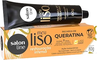 Salon Line, Recarga de Queratina, Meu Liso, Restauração Intensa, Vegana - Cabelos Lisos, 80 g