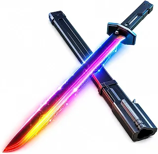 Espada Katana LED RGB 80cm com Efeito Faísca, Nevoa Vapor de Agua e Som Sabre de Luz Recarregável USB C com Bainha Brinquedo Geek para Anime, Cosplay, Games, Presentes e Colecionadores