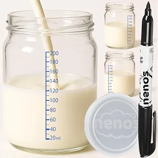 10 Potes de Vidro Armazenar Leite Materno ou Papinha com Graduação 200ml - GRADUADO