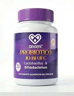 PROBIÓTICO 5 CEPAS - 10 Bilhões de UFC por Dose - Lactobacillus e Bifidobacterium - Cápsula Gastrorresistente - Sem Glúten e Sem Lactose - 30 Cápsulas - Anami