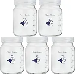 Kit com 5 Potes de Vidro para Armazenar Leite Materno 200ml Com Graduação