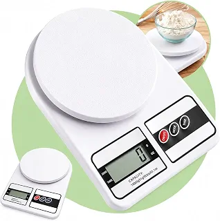 Balança de Cozinha Digital 10kg Precisão 1g Função Tara, Display LCD, Múltiplas Unidades, Plataforma Antiderrapante, Design Compacto para Alimentos, Dieta, Confeitaria e Receitas Premium