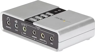 StarTech. Placa de som USB com 7.1 - Placa de som externa para laptop com áudio digital SPDIF - Placa de som para PC - Prata (ICUSBAUDIO7D)