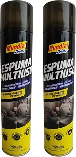 Espuma Multiuso higienização a seco Limpeza Instantânea Carros sofás Tapetes colchões 300ml Kit 2