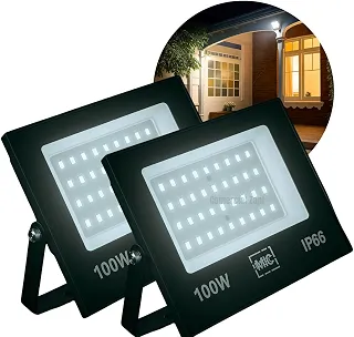 2x Refletor Led 100w Prova Dagua Ip66 Holofote Bivolt Slim