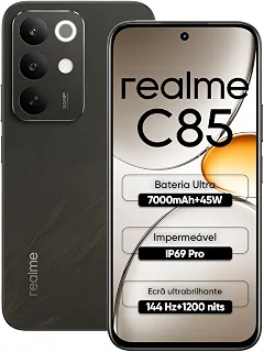Realme C85 Smartphone, 128GB ROM 6GB RAM, Tela de 6,8 polegadas 144Hz Display, 7000mAh Batteria 45W, IP69, 50MP Camera Dual 4G SIM (Preto)