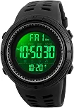Relógio Masculino Esportivo Militar Digital Redondo, Resistente à Água, com Luz LED, Cronômetro, Contagem Regressiva, Data e Alarmes 1251