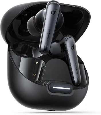 soundcore Liberty 4 NC da Anker, Fone de Ouvido Bluetooth Sem Fio, Redução de Ruído de 98,5%, Cancelamento Adaptativo para Ouvidos e Ambiente, Áudio Hi-Res, 50H de Bateria, Carregamento Sem Fio, Preto