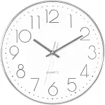 Relógio de Parede Decorativo 30cm Silencioso Quartz Analógico para Sala Cozinha Escritório Recepção – Design Moderno – Fácil de Instalar (PRATA)