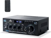 Receptor estéreo e amplificador de áudio doméstico, receptor Bluetooth AK45 para estéreo doméstico, 300Wx2, Bluetooth 5.0, 2 canais, com FM e karaokê, com entrada USB/SD/RCA/MIC/FM, com controle