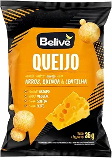 Snack Multigrãos de Queijo Suíço Belive, Sem Glúten, Sem Lactose, 35g