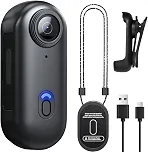 Câmera corporal com áudio, câmera de ação com clipe giratório de 360° para esportes, câmera corporal WiFi tamanho polegar para ciclismo, viagens, motocicleta, clipcam sem cartão SD FHD 1080P