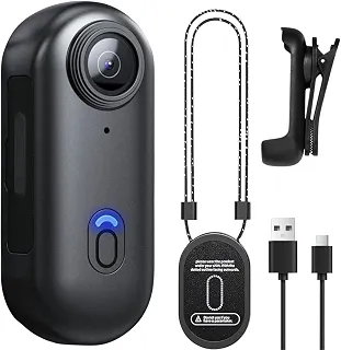 Câmera corporal com áudio, câmera de ação com clipe giratório de 360° para esportes, câmera corporal WiFi tamanho polegar para ciclismo, viagens, motocicleta, clipcam sem cartão SD FHD 1080P