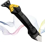 Espátula Removedora 3 em 1 para Silicone e Rejunte, 5 Raios de Acabamento, Cabo Ergonômico, Preto e Amarelo