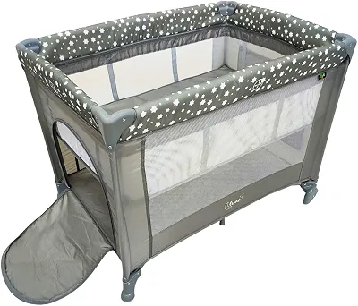 Berço Portátil Infantil Cercado Desmontável Lune Maxi Baby (Cinza)