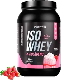 Whey Isolado Sem Lactose Com Colageno e Zero Açúcar 907g (907g, Morango)