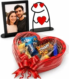 Cesta de Presente Romântica Coração com Chocolates para Casal - MAMU Store