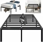 Estrutura De Cama De Metal, Cama de Solteiro Casal, 1350kg de Capacidade, Sem Necessidade de Mola, Silenciosa, Fácil Montagem (Duplo: 190 * 136 * 46cm)