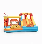 Centro de recreação infantil inflável, de pula-pula com rede de proteção e paredes de contenção, de tecido Oxford, com soprador e estacas, ideal para no quintal e familiares.