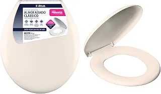 Atlas - Assento Sanitário Plástico Almofadado Clássico com Kit de Fixação, Cor Bege
