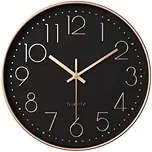 Relógio de Parede Minimalista Rose com Preto 25cm x 25cm Decoração de Parede Enfeites Utilidades Domésticas Premium