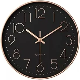 Relógio de Parede Minimalista Rose com Preto 25cm x 25cm Decoração de Parede Enfeites Utilidades Domésticas Premium