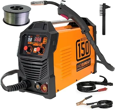Máquina Inversora de Solda MIG/TIG/MMA 150a Bivolt Multiprocesso Flex Sem Gás Mais Rolo de Arame MIG 0,8mm de 1kg - Pró Euro