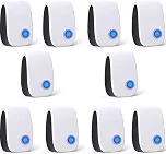 Repelente ultrassônico de controle de pragas, repelente interno para baratas, ratos, insetos, mosquitos, ratos, aranha, formiga, ratos, dispositivo eletrônico de controle de pragas, pacote com 10