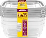 Kit 4 Potes Linha Mais 300 ml Plasvale – Freezer e Micro-ondas, BPA Free