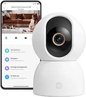 XIAOMI Câmera interna C500 3,5K UHD, câmera de segurança interna, câmera WiFi, câmera doméstica para cães de estimação, monitor de bebê, detecção/rastreamento de IA, proteção física de lentes
