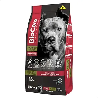 Ração Premium BioCare 15kg para Cães Adultos Frango e Carne com Whey Protein BCAA e Ômega 3 e 6