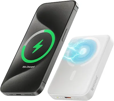 Power Bank 10.000 mAh, Carregador Portátil Turbo por Indução Carregamento Rápido Compatível com Iphone, Bateria Externa Compacta Magnética Premium Peining