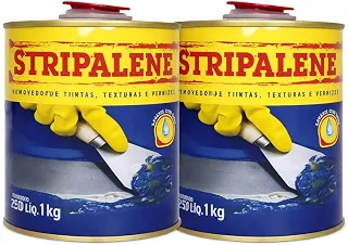 Stripalene Removedor de Tintas, Texturas e Vernizes, 1 kg por Lata, Kit com 2 Latas, Lavável com Água