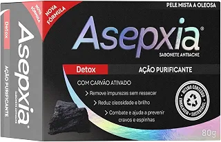 Asepxia Sabonete Facial Detox 80g - Carvão Ativado, Cravos e Oleosidade