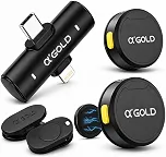 Microfone de Lapela Sem Fio Duplo USB-C e Lightning com Redução de Ruído - a'GOLD