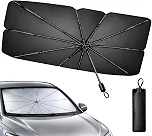 Protetor Solar Para-Brisa Proteção UV Dobrável Tipo Guarda-Chuva Quebra-Sol Automotivo Portátil Cobertura contra Sol para Vidro Dianteiro Protege Painel e Interior do Veículo